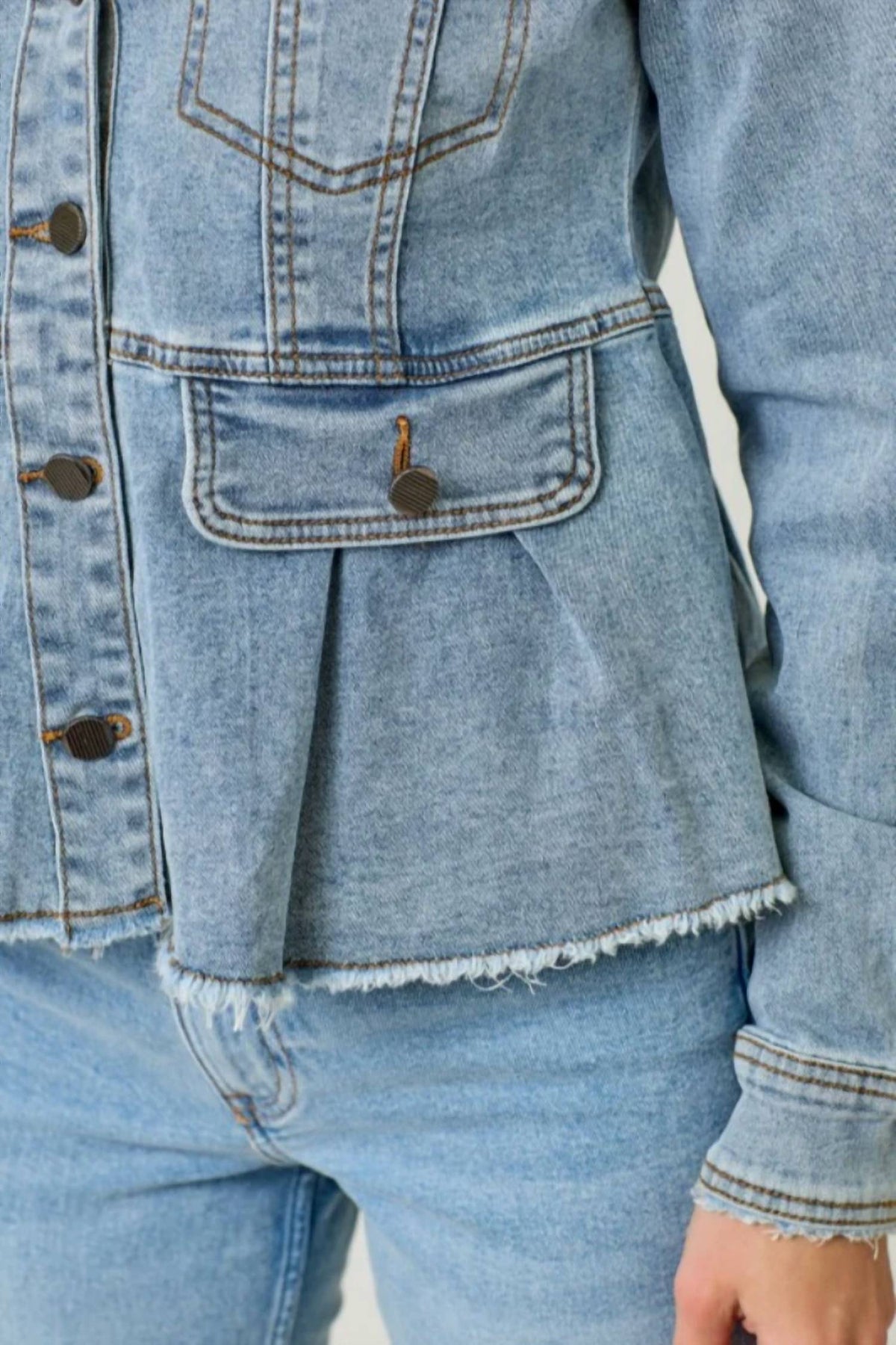 Mystree - WASHED DENIM PEPLUM JACKET