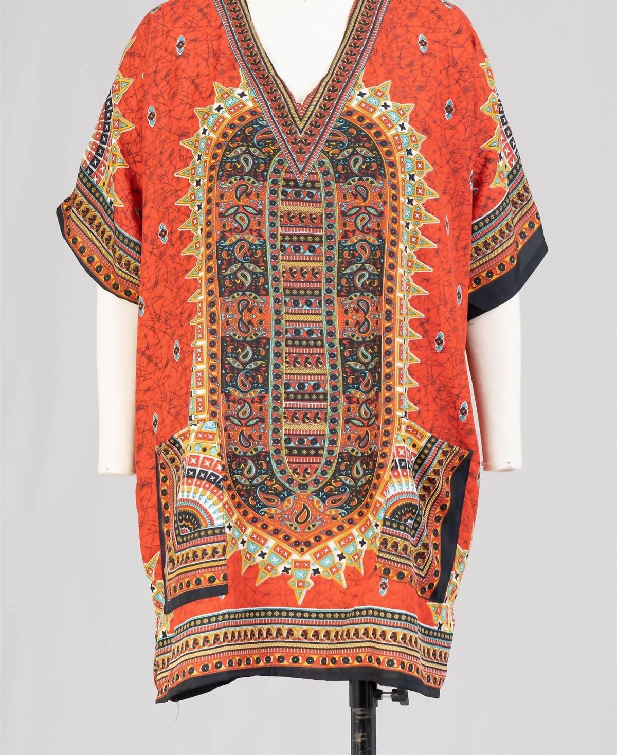 N.1 La - Women's Two-pocket Print Kaftan Tunic Top