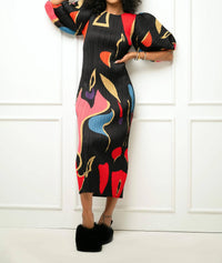 N By Nancy - Swirl Abstract Midi Dress