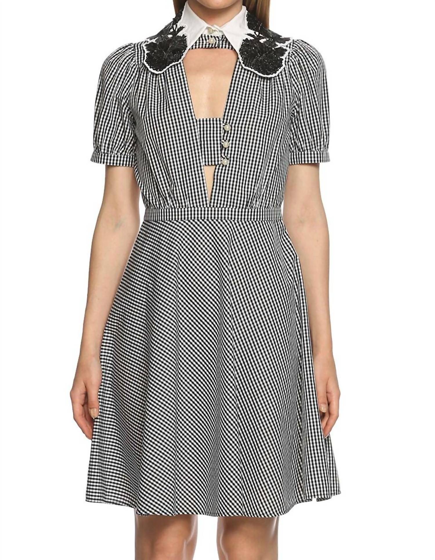 N°21 - No. 21 Abito Donna Gingham And Sequin Vintage Style Dress It 40us 4 $1450 - black - clothing - cotton