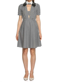 N°21 - No. 21 Abito Donna Gingham And Sequin Vintage Style Dress It 40us 4 $1450 - black - clothing - cotton