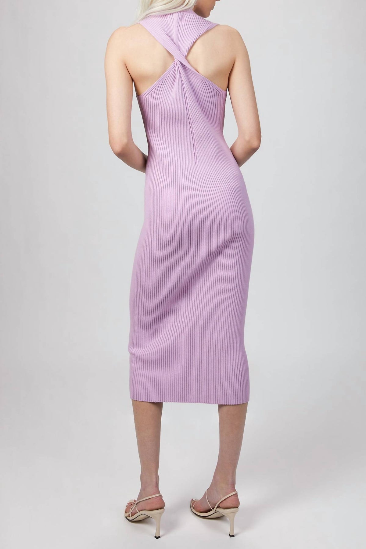 TWISTED BACK RIBBED DRESS