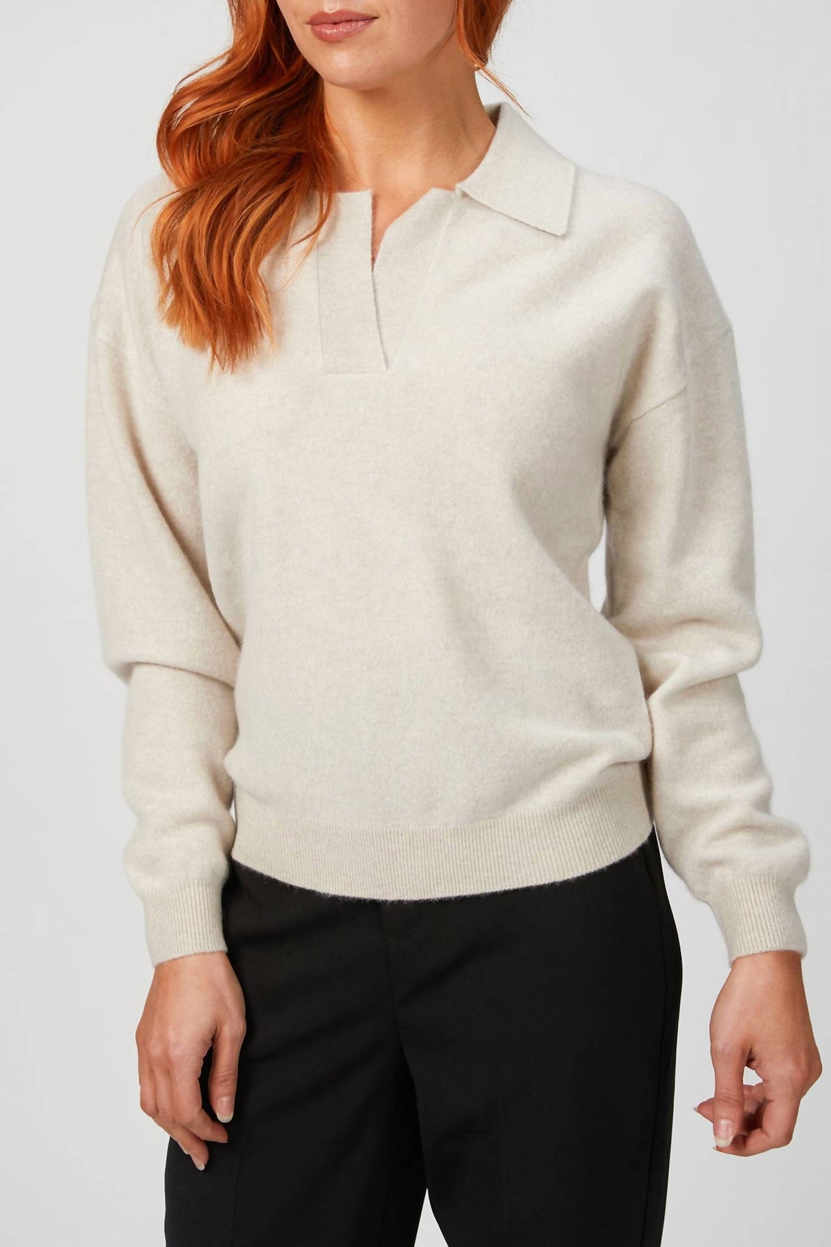 V NECK POLO SWEATER