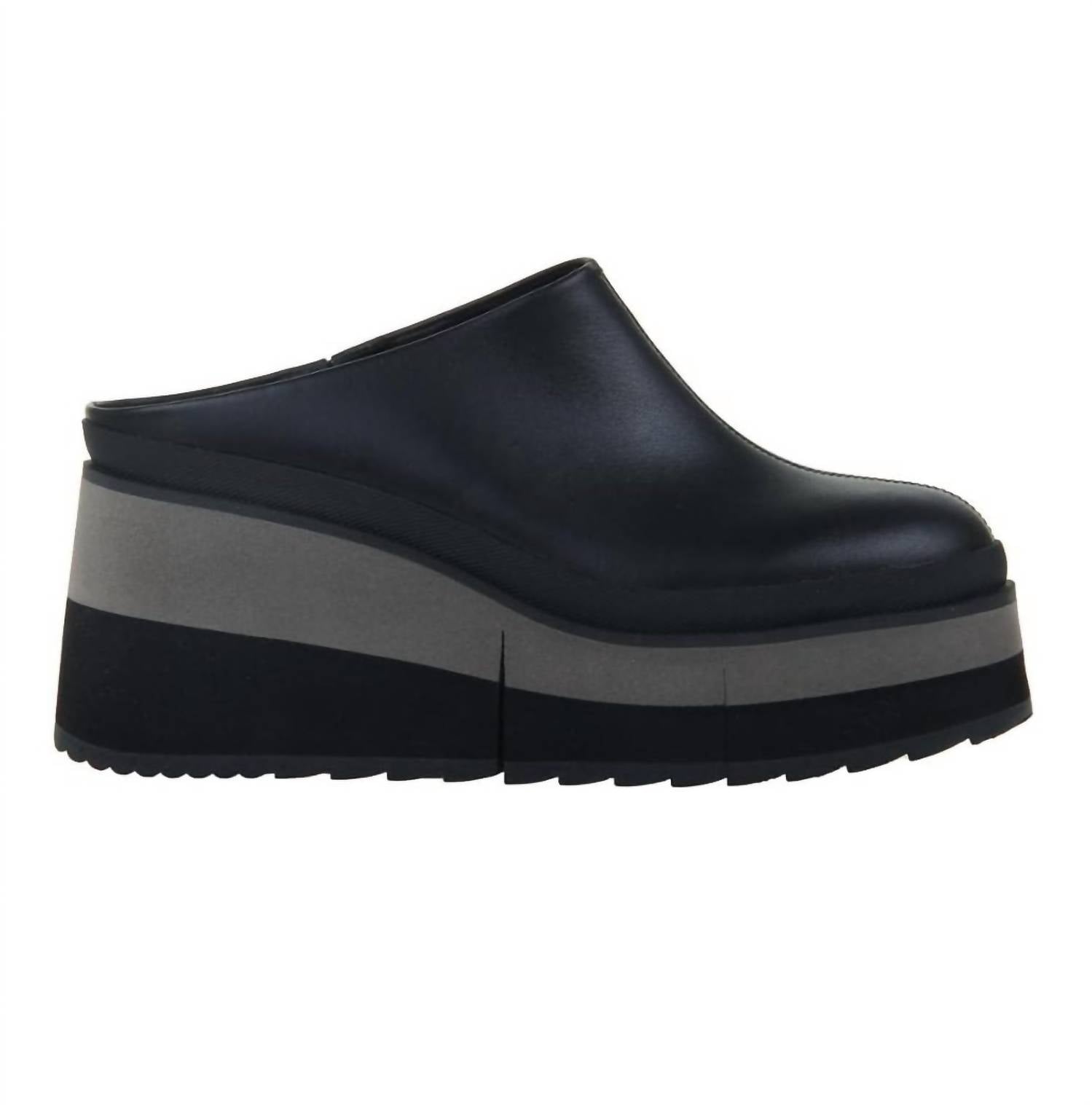 Naked Feet - Women's Coach Platform Clog - black - clogs - leather