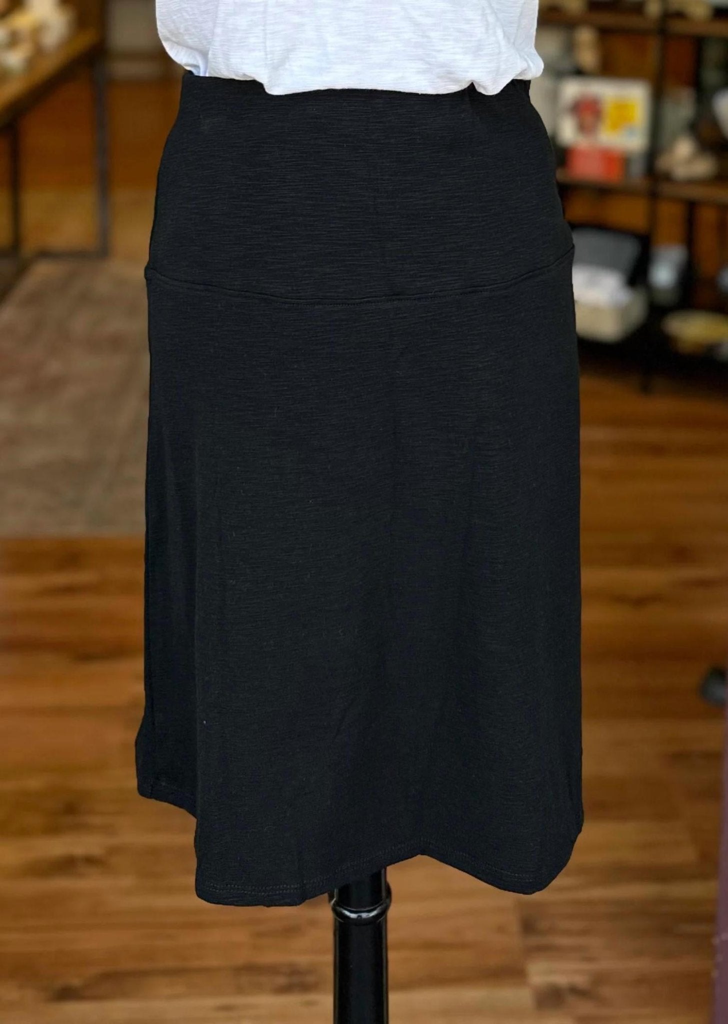 Nally & Millie - Women's Pull On Skirt - black - clothing - knee - length - skirts