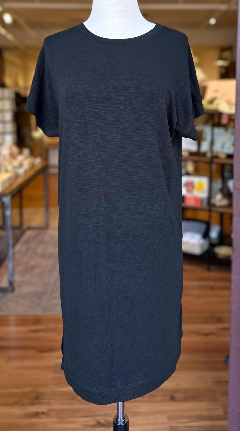 Nally & Millie - Women's Short Sleeve Side - slit Dress - black - clothing - dresses
