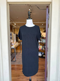 Nally & Millie - Women's Short Sleeve Side - slit Dress - black - clothing - dresses
