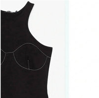 Nasty Gal - Contrast Stitch Racer Back Mini Dress - black - clothing - cotton