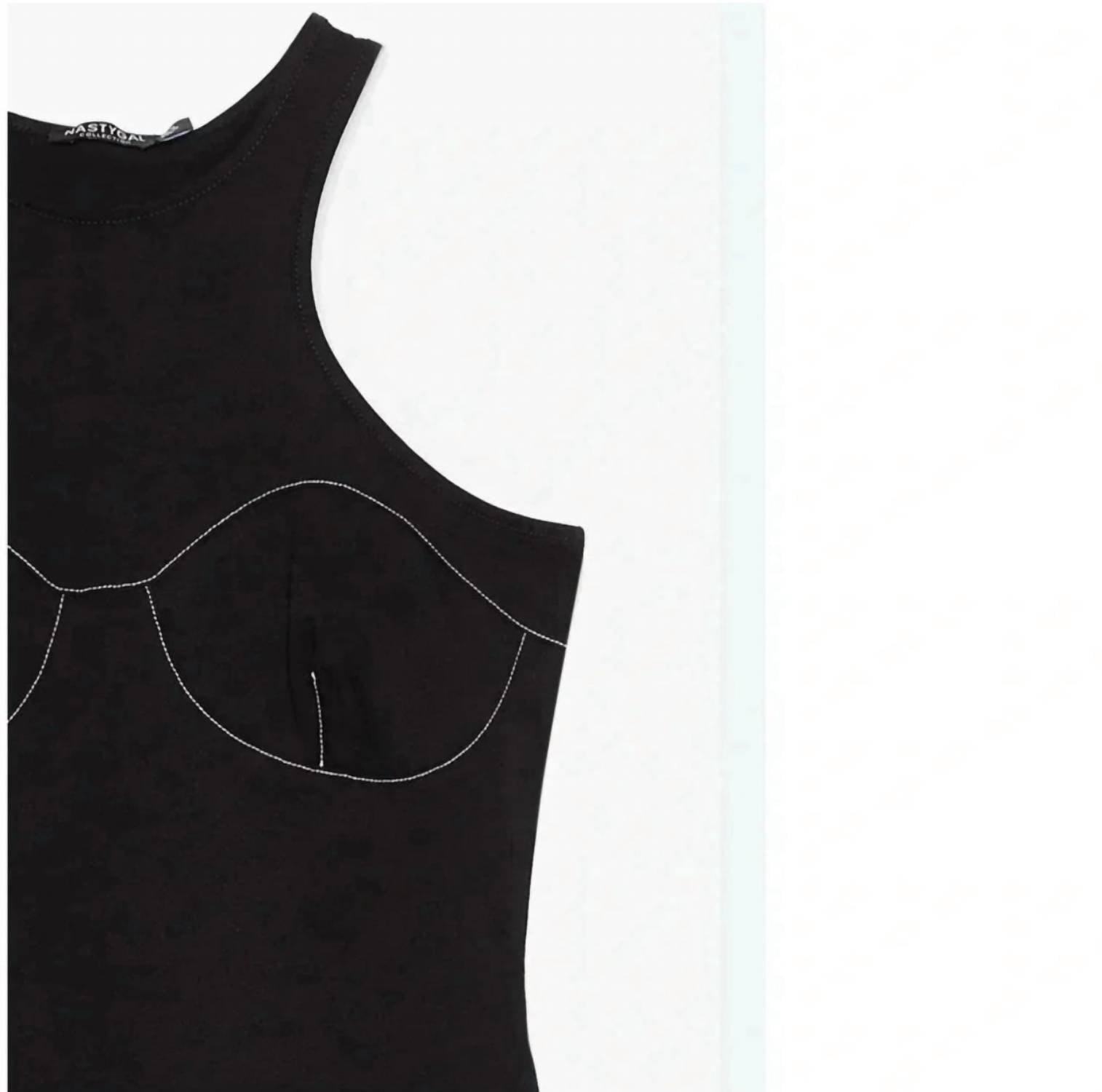 Nasty Gal - Contrast Stitch Racer Back Mini Dress - black - clothing - cotton