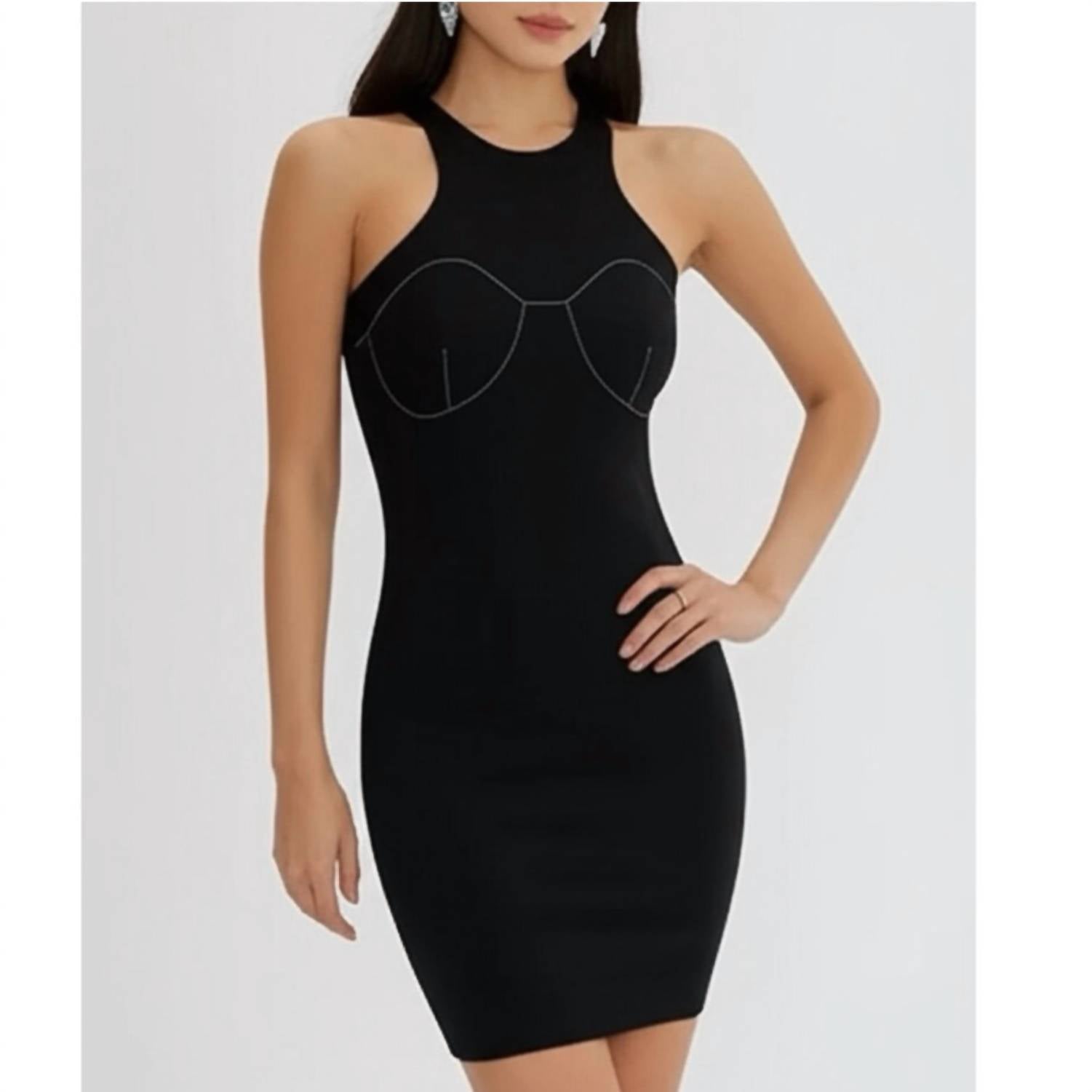 Nasty Gal - Contrast Stitch Racer Back Mini Dress - black - clothing - cotton