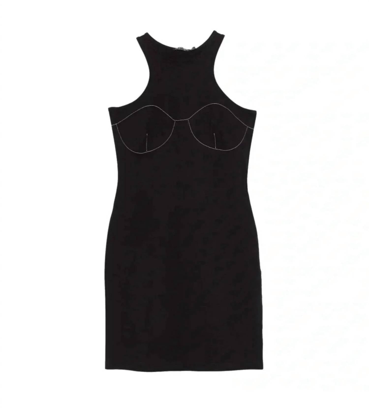 Nasty Gal - Contrast Stitch Racer Back Mini Dress - black - clothing - cotton