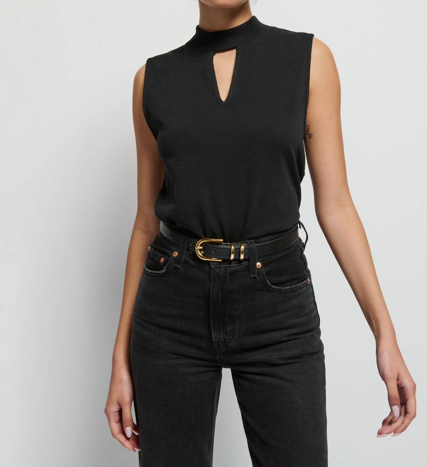 Nation Ltd - Alba Mock Neck Top - black - blouses - clothing