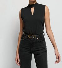 Nation Ltd - Alba Mock Neck Top - black - blouses - clothing