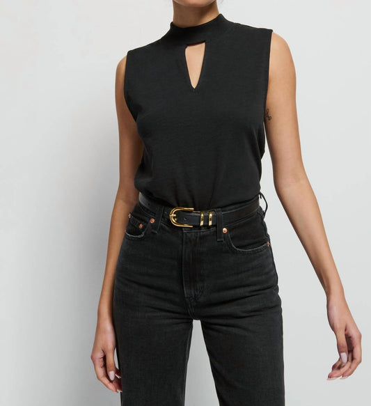 Nation Ltd - Alba Mock Neck Top - black - blouses - clothing
