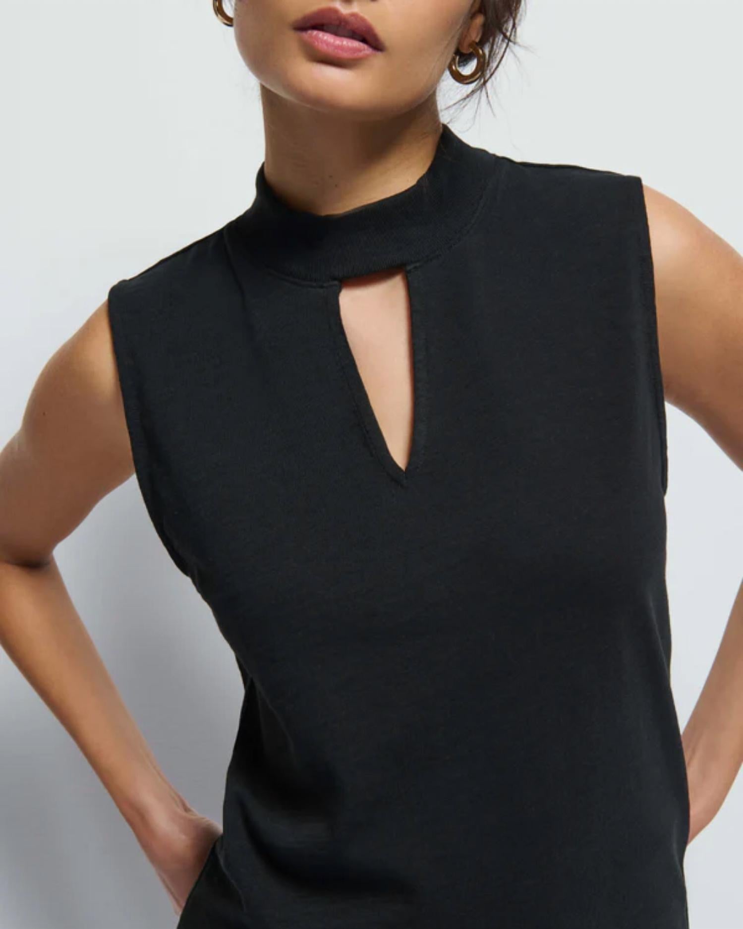 Nation Ltd - Alba Mock Neck Top - black - blouses - clothing