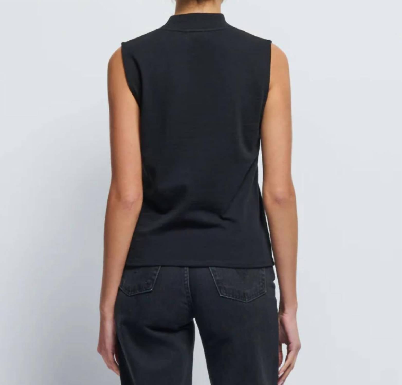 Nation Ltd - Alba Mock Neck Top - black - blouses - clothing