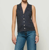 Nation Ltd - Cabana Polka Dot Tank Top - blue - clothing - cotton - blend