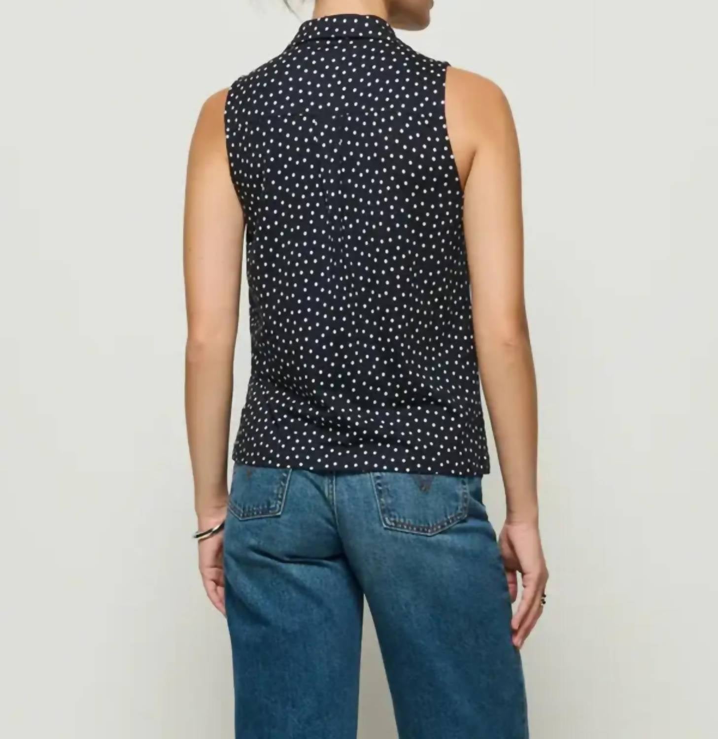 Nation Ltd - Cabana Polka Dot Tank Top - blue - clothing - cotton - blend