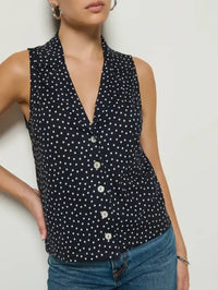 Nation Ltd - Cabana Polka Dot Tank Top - blue - clothing - cotton - blend