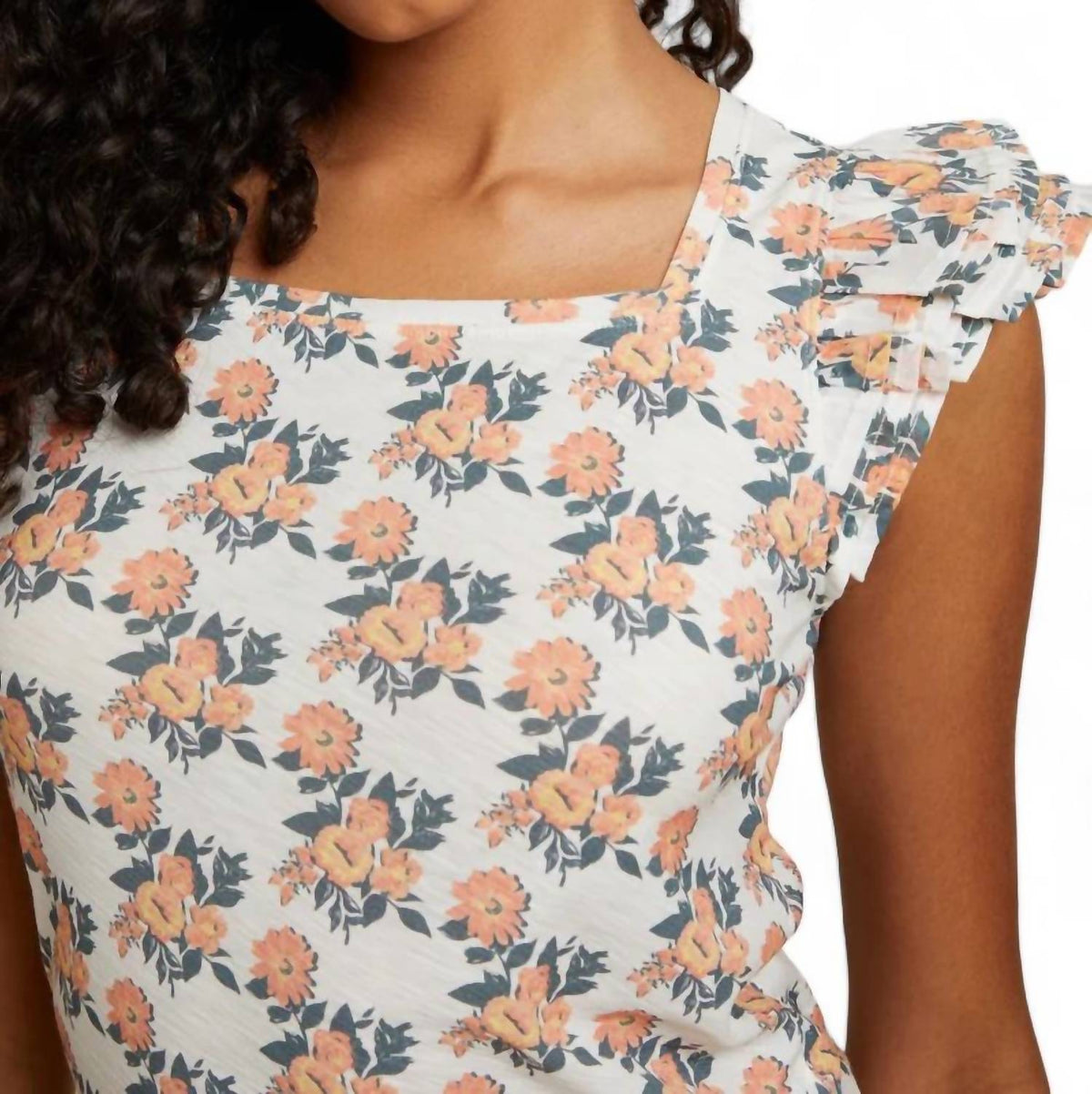 Nation Ltd - CAMEO PRINT NOTCHED RUFFLE TANK TOP