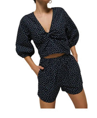 Nation Ltd - Celeste V - neck Blouse - black - blouses - clothing