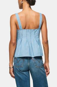 Nation Ltd - Dove Pleated Tank Top - blue - clothing - cotton