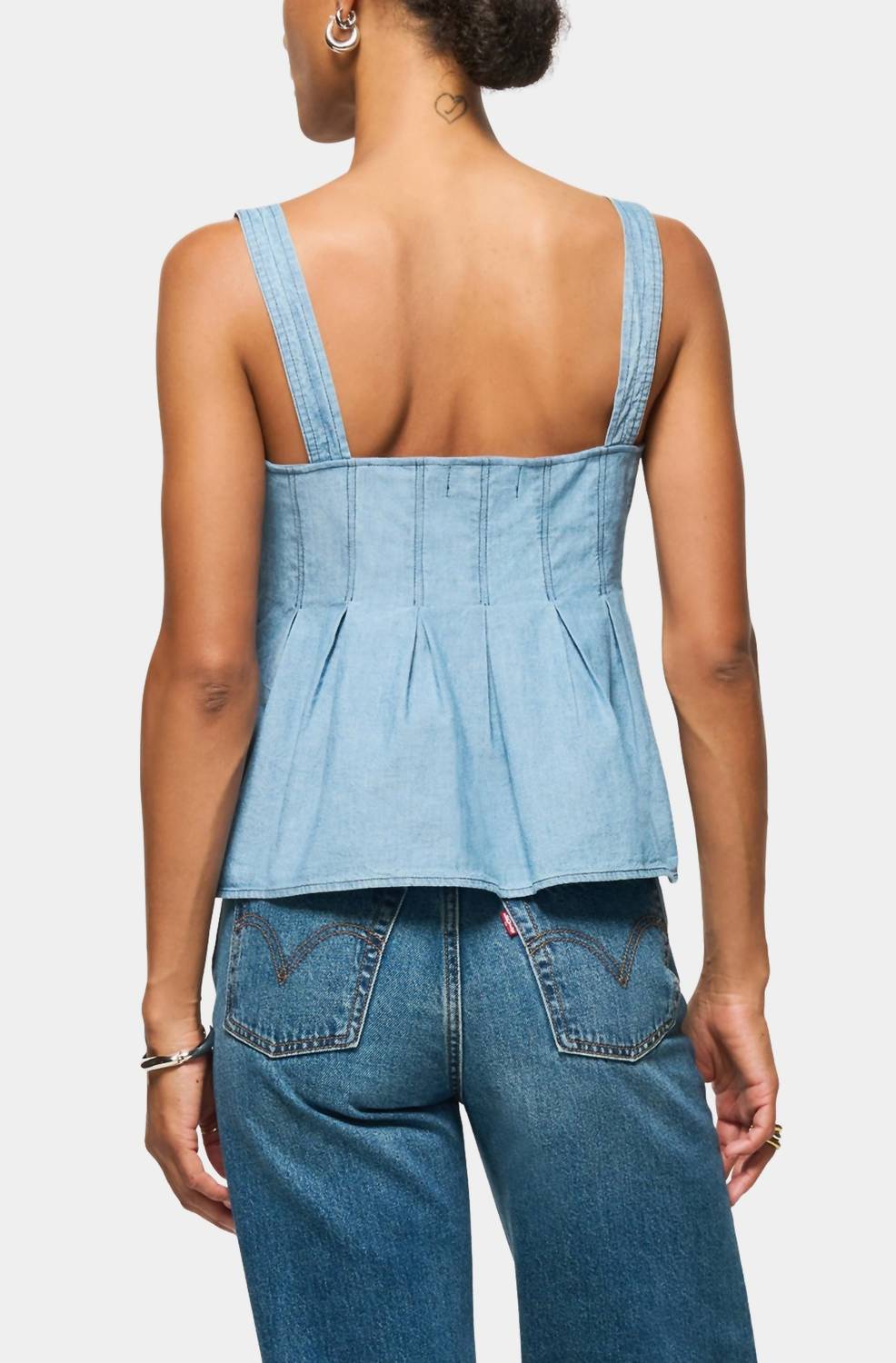 Nation Ltd - Dove Pleated Tank Top - blue - clothing - cotton