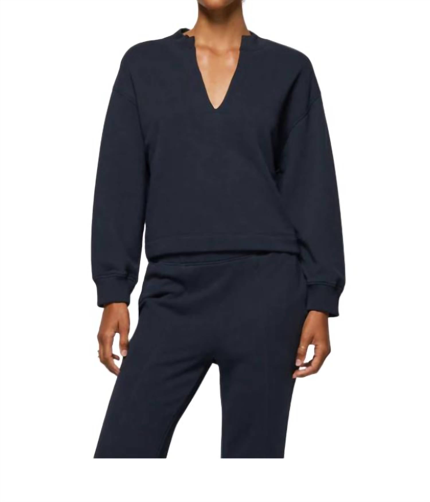 Nation Ltd - Jessi V - neck Sweatshirt - blouses - blue - clothing