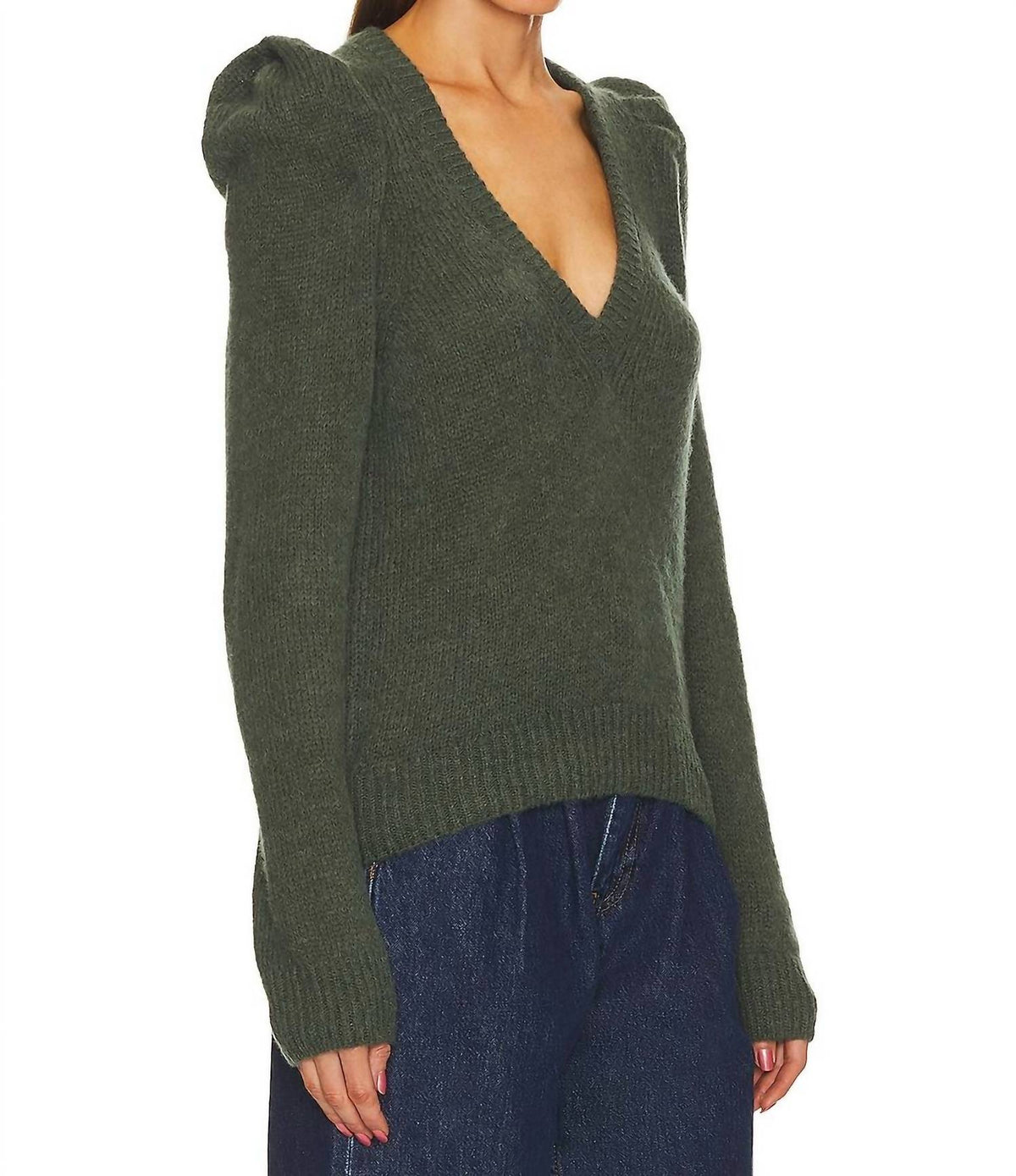 Nation Ltd - Lara Puff Shoulder V-neck Pullover