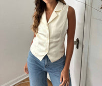 Needii - Button Down Satin Vest - beige - clothing - jackets