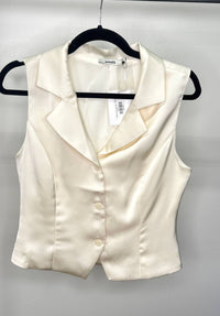 Needii - Button Down Satin Vest - beige - clothing - jackets