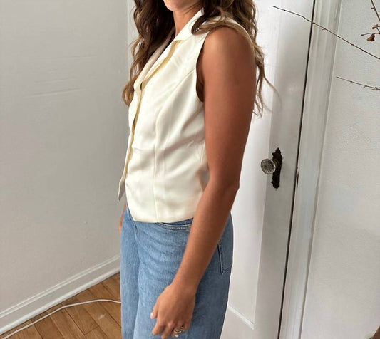 Needii - Button Down Satin Vest - beige - clothing - jackets