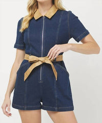 Needii - Leather & Denim Romper