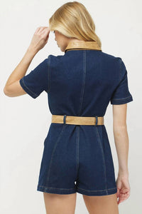 Needii - Leather & Denim Romper