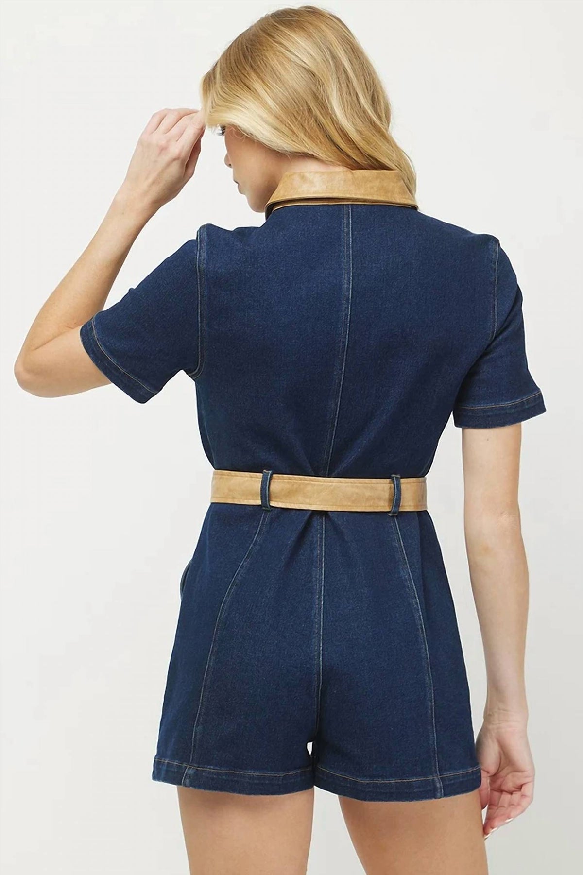 Needii - Leather & Denim Romper