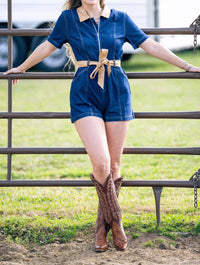 Needii - Leather & Denim Romper