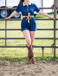Needii - Leather & Denim Romper