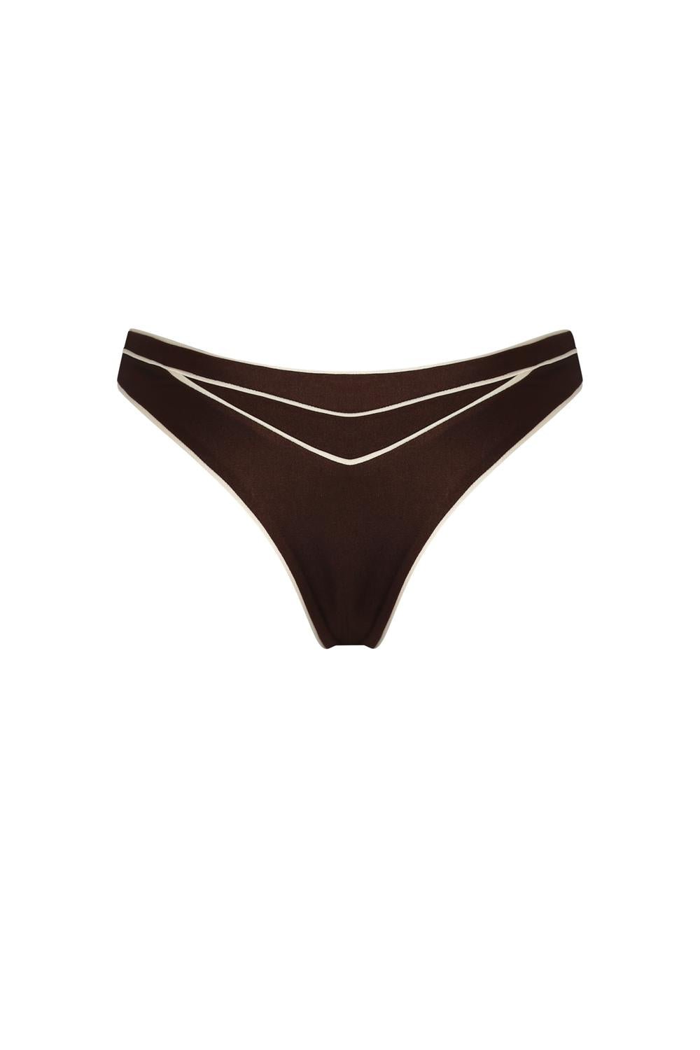 Nelblu - Amanecer High Cut Cheeky Bikini Bottom - bikinis - brown - clothing