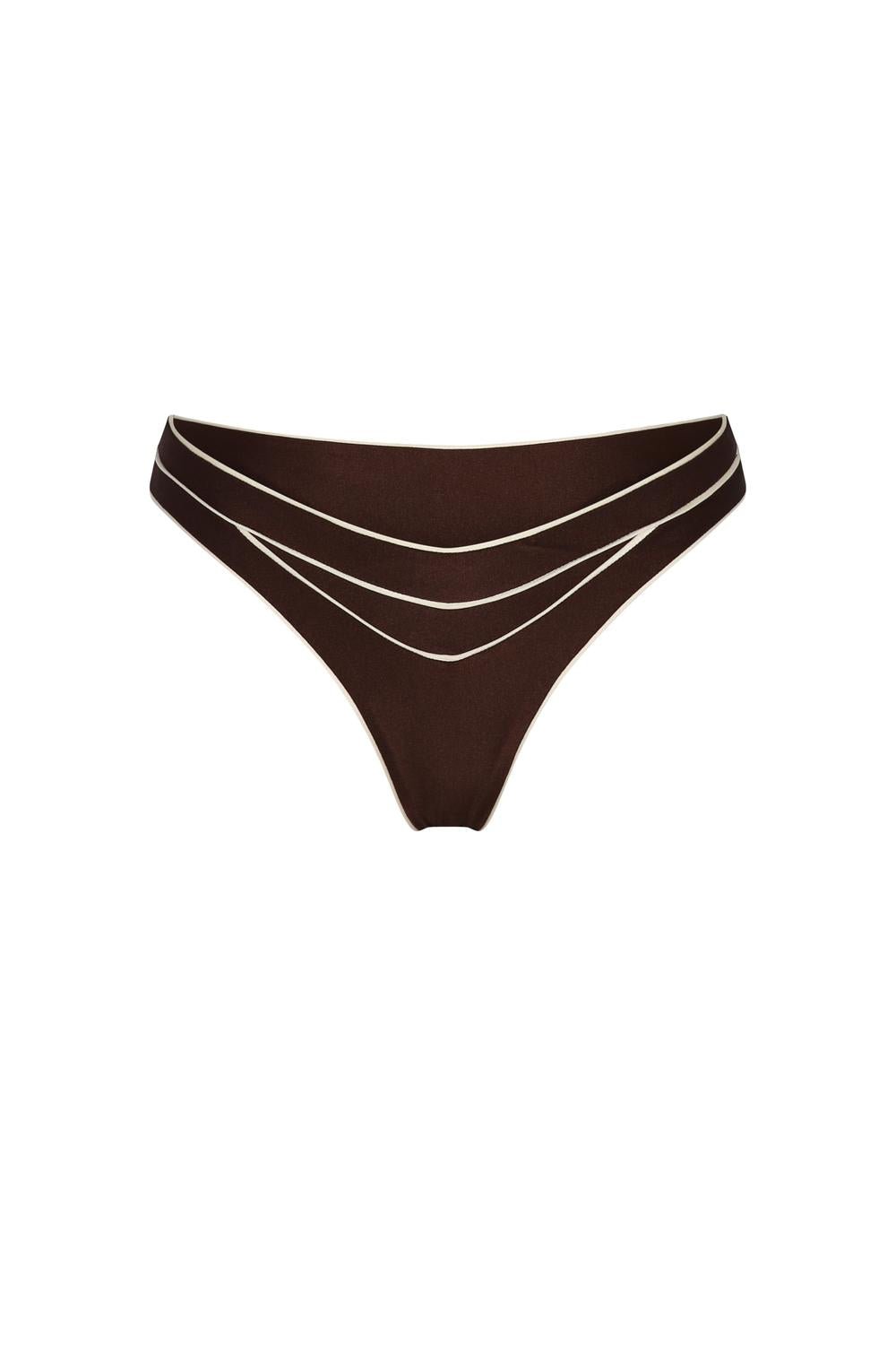 Nelblu - Amanecer High Cut Cheeky Bikini Bottom - bikinis - brown - clothing