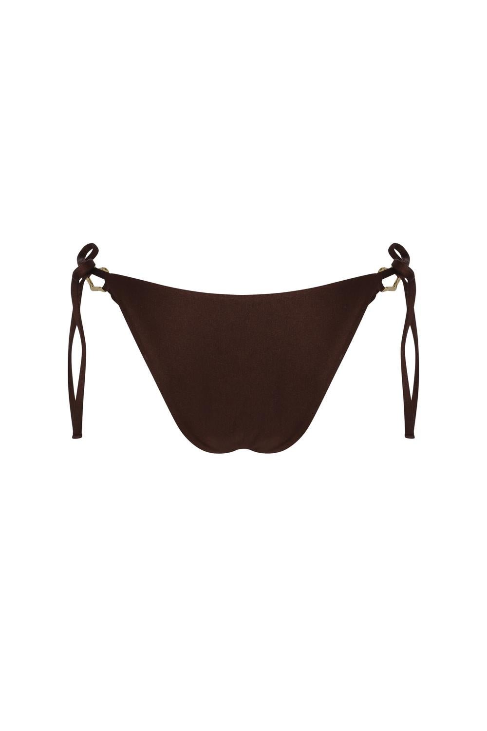 Nelblu - Petalo Side Tie Cheeky Bikini Bottom - bikinis - brown - clothing