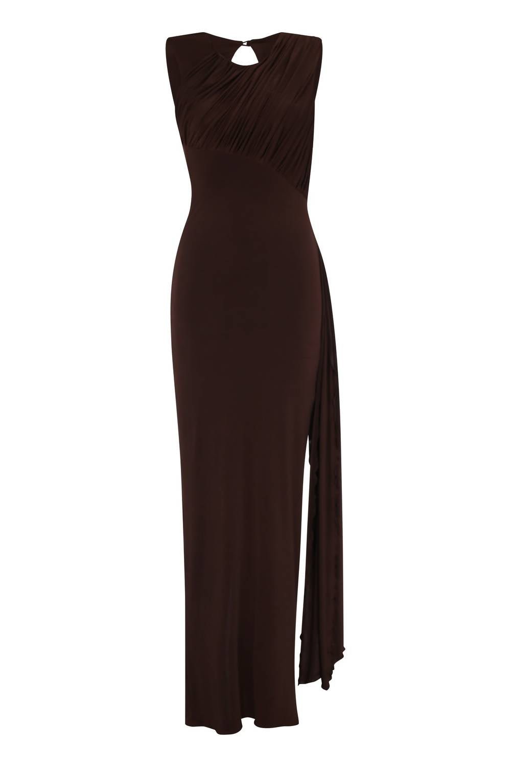 Nelblu - Setas Maxi Round Neck Dress - brown - clothing - directbrandpartner