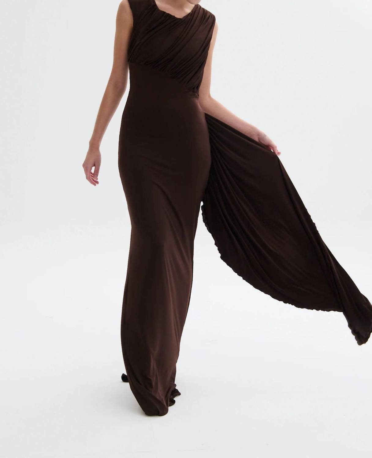 Nelblu - Setas Maxi Round Neck Dress - brown - clothing - directbrandpartner
