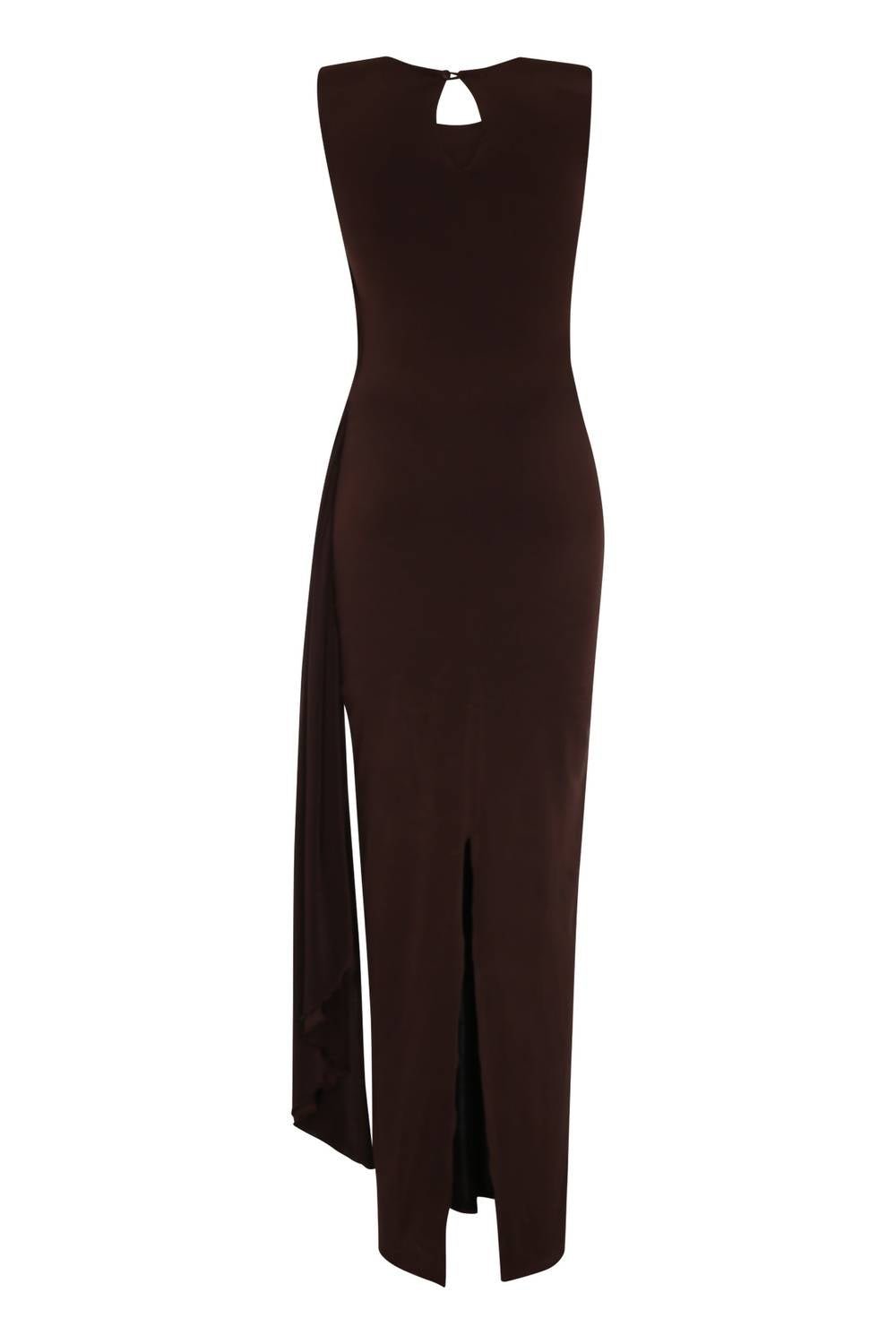 Nelblu - Setas Maxi Round Neck Dress - brown - clothing - directbrandpartner