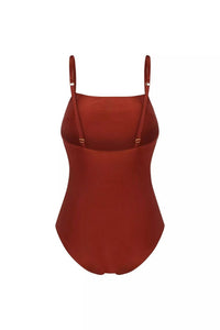 Nelblu - Tierra Square Neck One Piece - brown - clothing - directbrandpartner