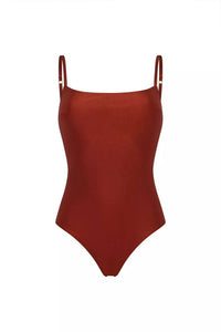 Nelblu - Tierra Square Neck One Piece - brown - clothing - directbrandpartner