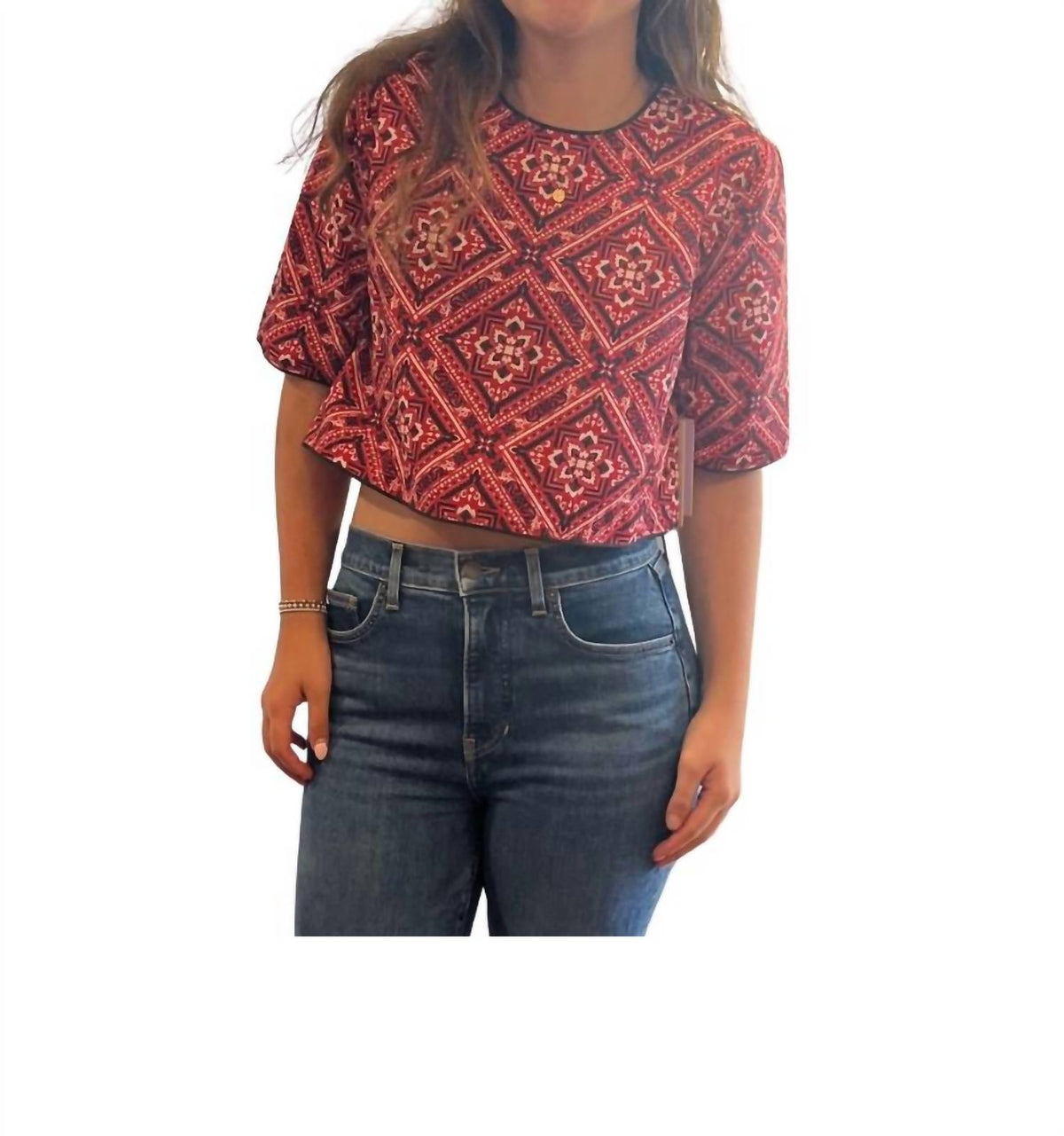 Never A Wallflower - Half Sleeve Crop Bandana Top