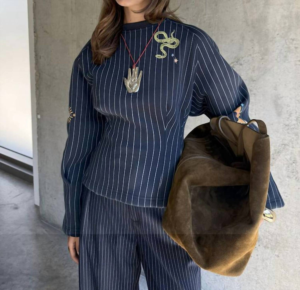 Never Fully Dressed - Pinstripe Barrel Sweatshirt