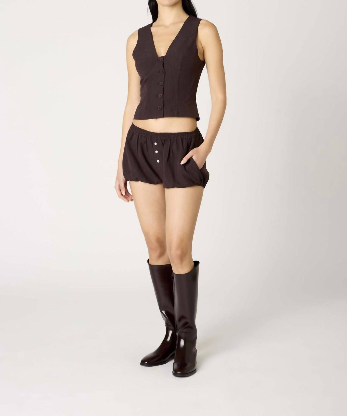 Nia - Renata Deep V-neck Top
