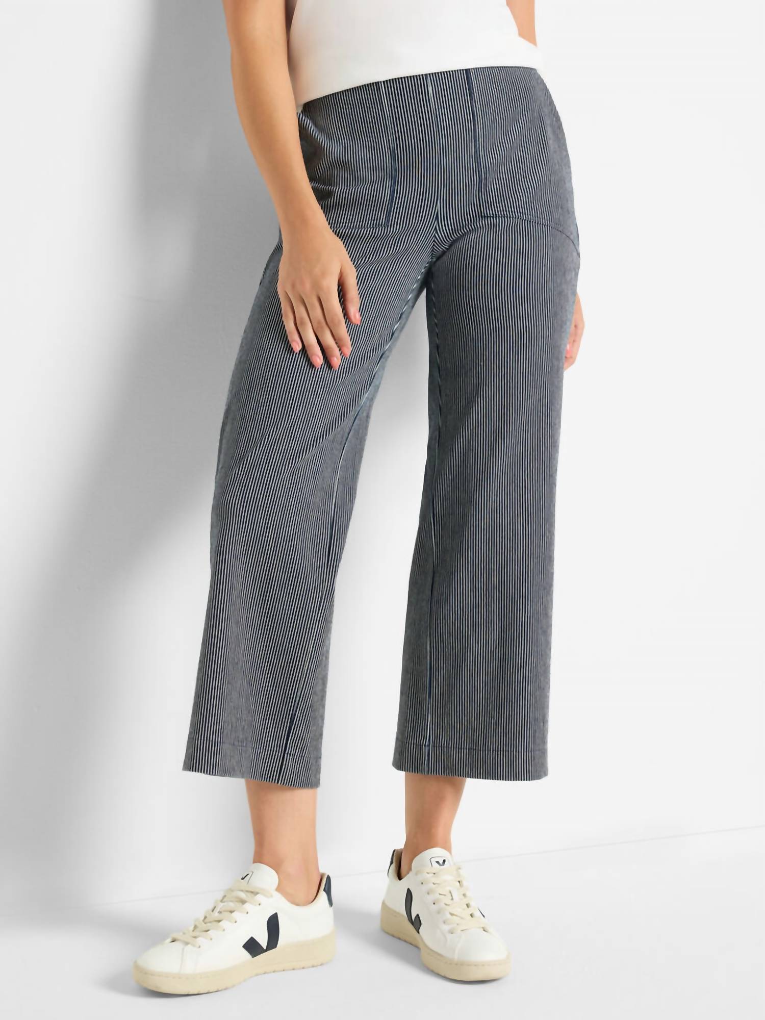Nic + Zoe - All Day Stripe Wide - leg Jean - blue - clothing - cotton - blend