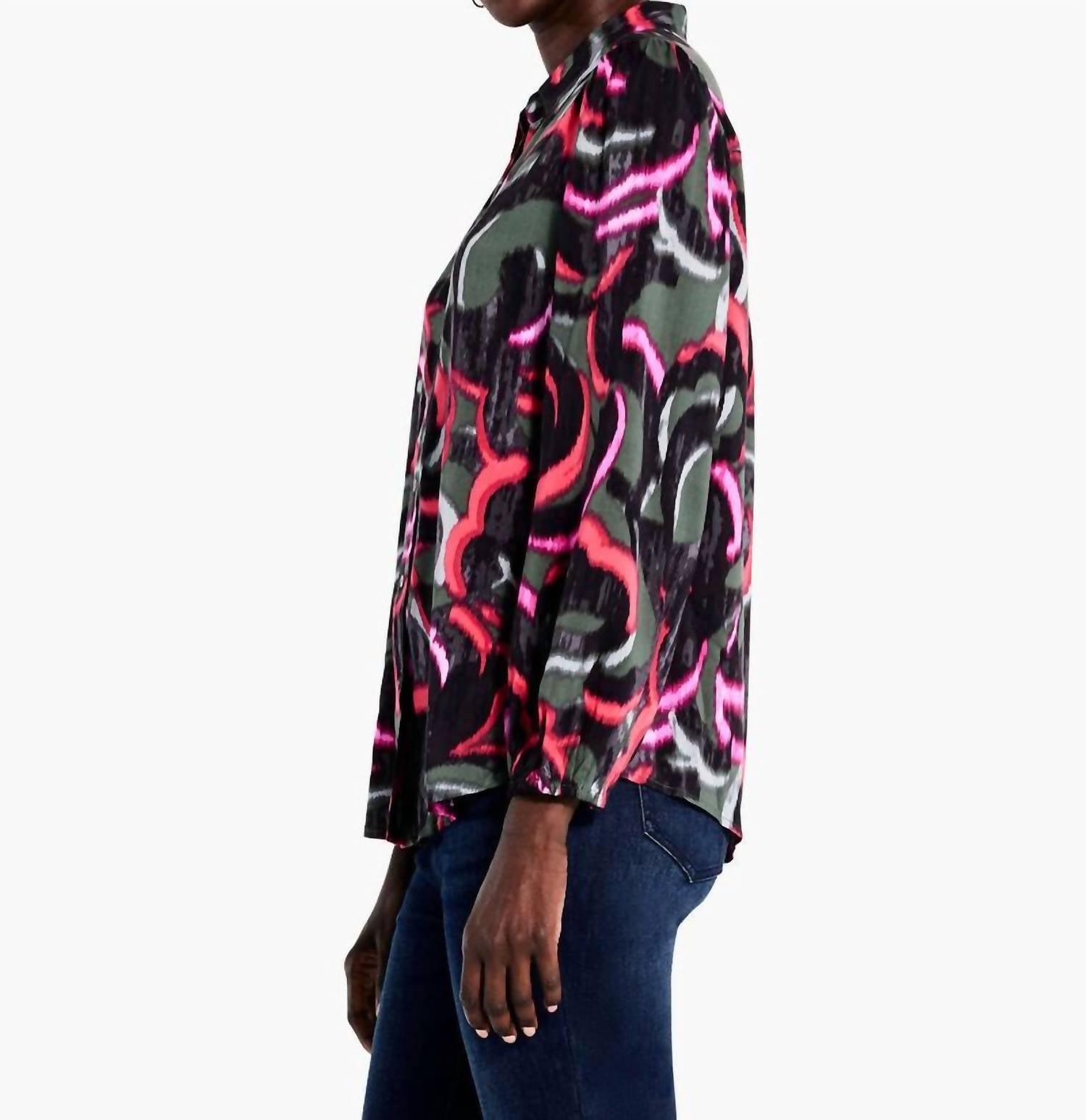 Nic + Zoe - Doodle Sleeve Blouse - blouses - clothing - geometric